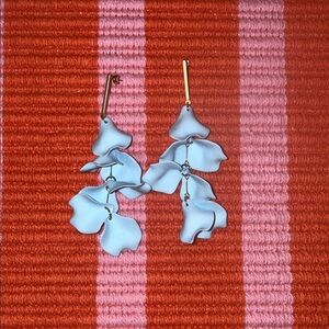 Blue Floral Petal Drop Earrings - Women Jewelry